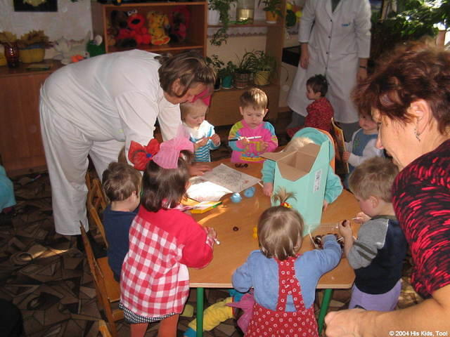 The older kids enjoy the markers brought by Dave and Fami!