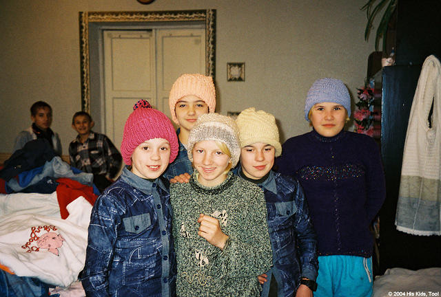 These  young ladies were thrilled to have new clothing, and these wonderful warm hats, made by Frieda H. of Tallahassee