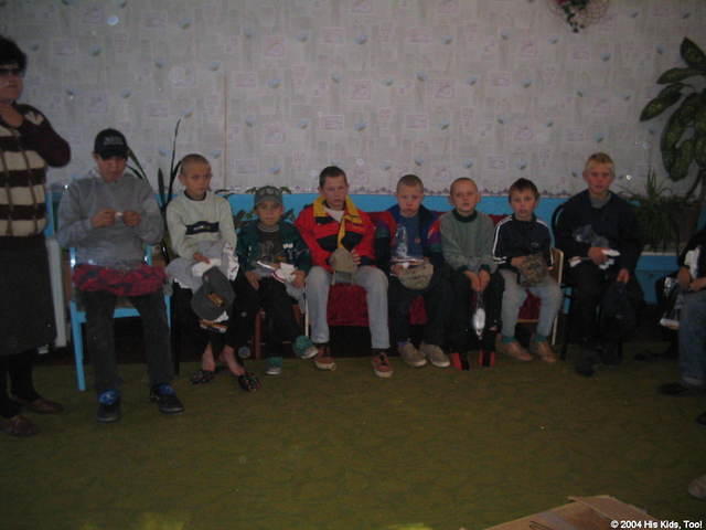 All the boys received hats, socks, clothing and personal care bags.