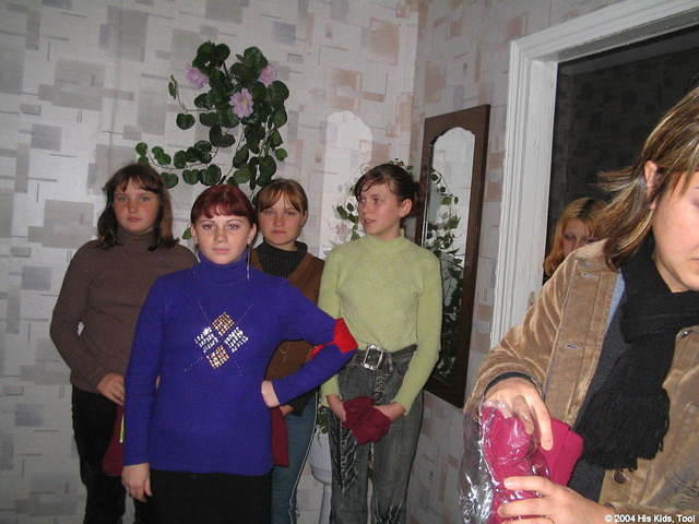 These young ladies are waiting for stockings.