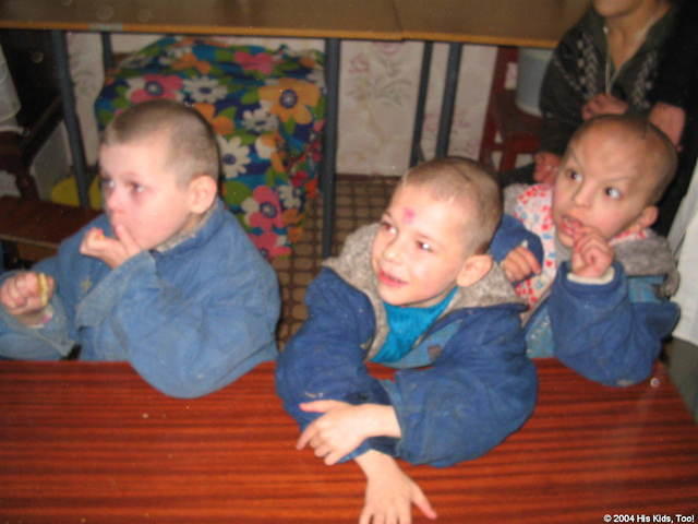 These boys 'inhaled' the cookies  and bananas we brought.