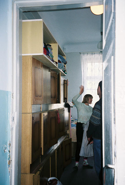 Their facility clothing closet is kept in a small room, but very neat and tidy.