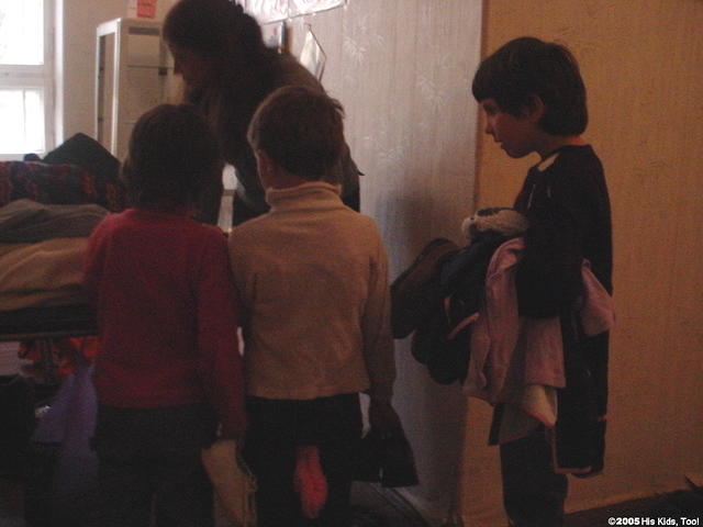 Finding clothes to fit each child.
