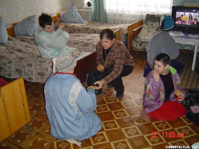 Teresa makes a special effort to spend time with the older ladies.