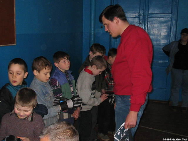 Denis talks with the boys.