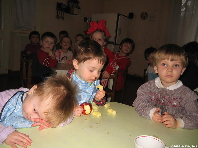 The children were just finishing their lunch when we arrived to visit.