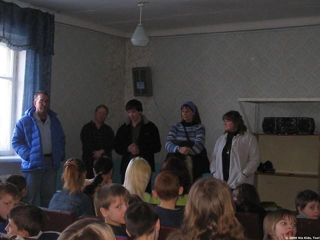 The spring team share with the kids.