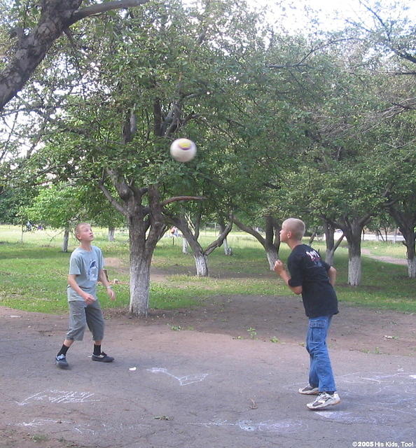 These 2 boys were remarkable, palying soccer with their heads.