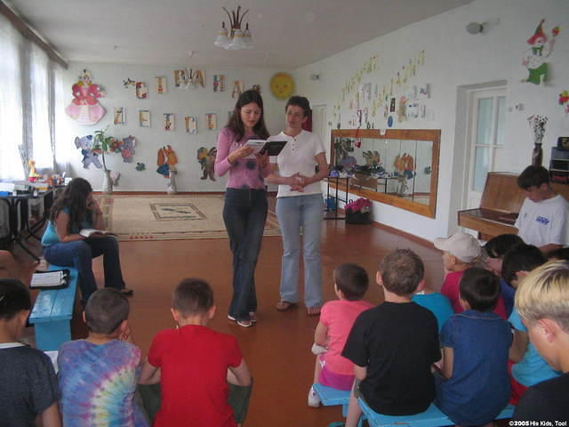 Church services are held weekly at a local orphanage facility.  Led by Masha and Vita (with the older kids), and Dasha and Lyuba