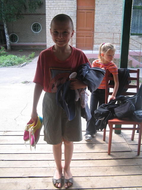 This boy loved his new colorful shoes, and all the clothes.