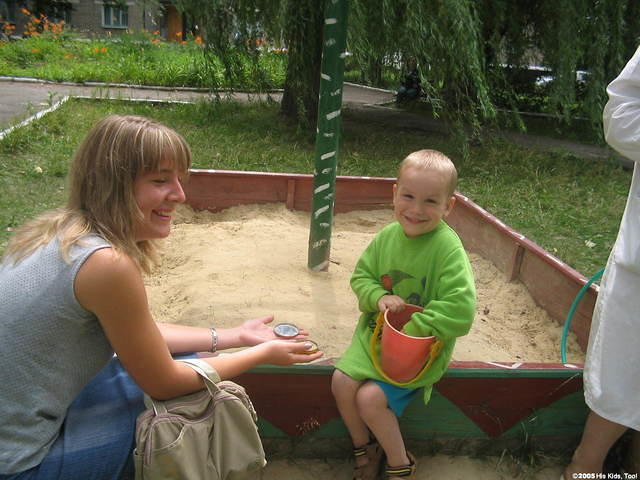 Rita, enjoys talking with this little girl.