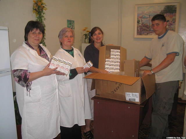 The director and head Dr. were thrilled to have the decongestant and boxes of new and gently used clothing.