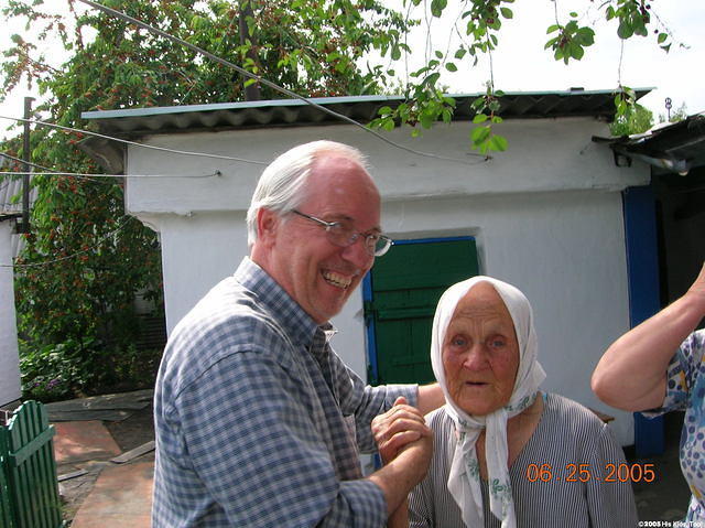 Ron enjoys visiting with one sweet lady.