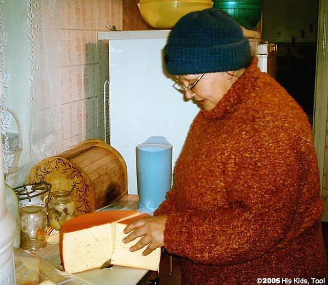 Volunteers in Ukraine are also essential.  Here Valentina is helping with widow food bags.