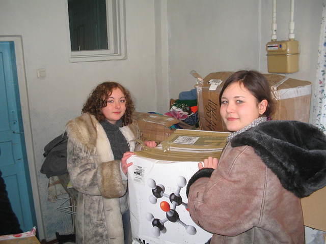 The help of sisters, Masha and Dasha was essential to moving, sorting and distribution of aid.  Thank you 'ladies'!!