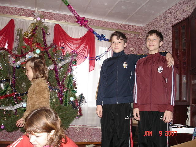 The boys love their new outfits.