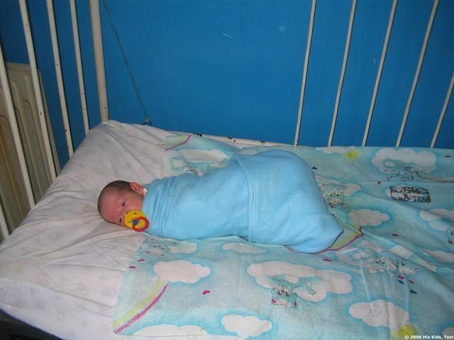 This precious baby received a NEW crib!