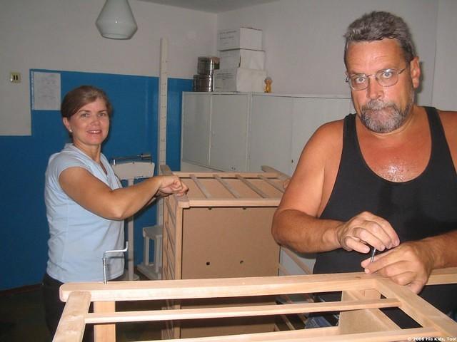 We decided that we didn't want to add more work to the hospital staff, so we all got involved with assembly.