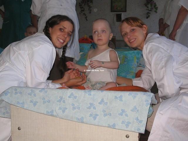 Both Ashley and Haley help this boy.  He was very happy.