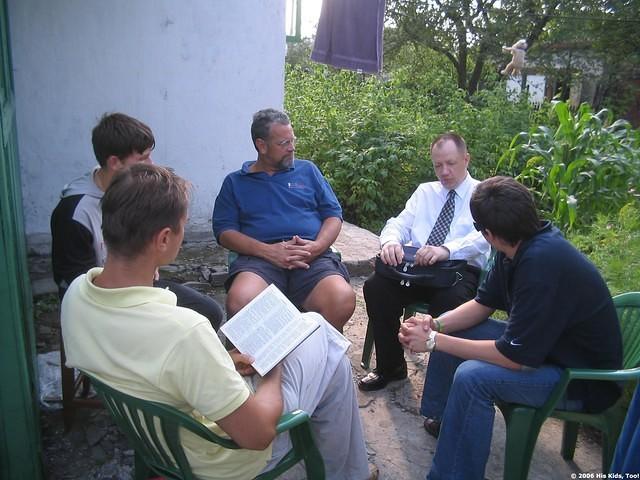We had daily Bible studies, and were bless to have 3 orphan teens join us.  Here, outside, some of the men have a discussion.