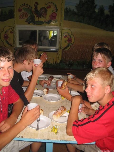 These teens enjoy their rolls.
