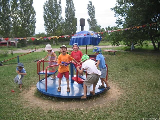 They love the merry-go-round!