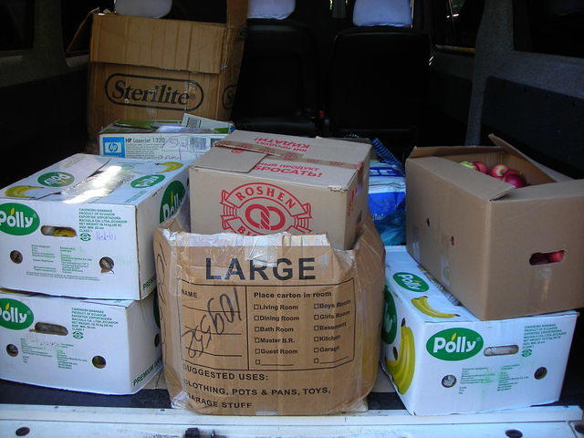Some of the boxes of food and aid we left for the residents.