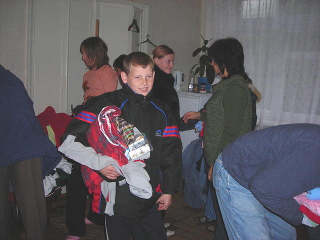 Kids received clothing, jackets, personal care bags, and blankets.