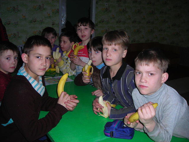 After services, children enjoy a fruit snack.  Thanks to Lowndes Co. High School.