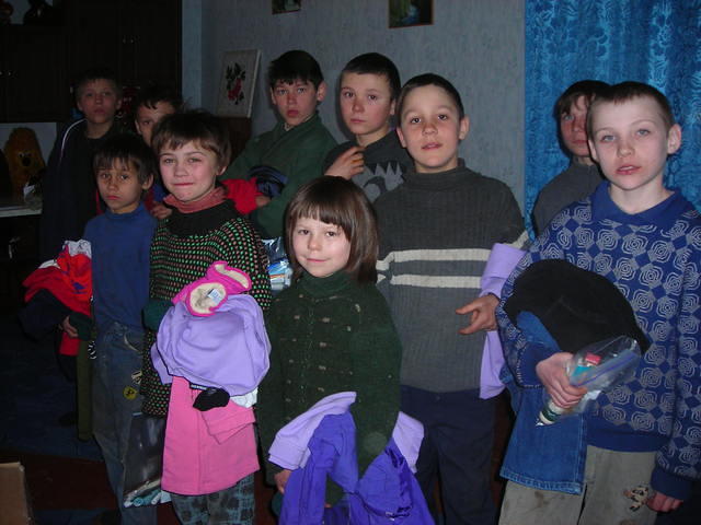 The kids received several outfits each.