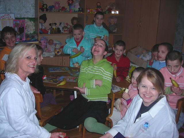 Jayne and Sundy enjoy laughing with these young ladies.