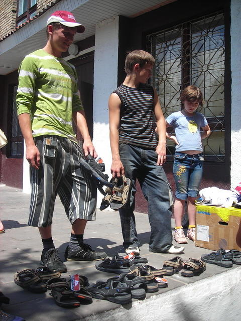 Even the teens were happy with sandals.