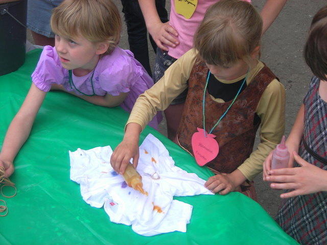 Tie-dying is messy, but the kids love it!