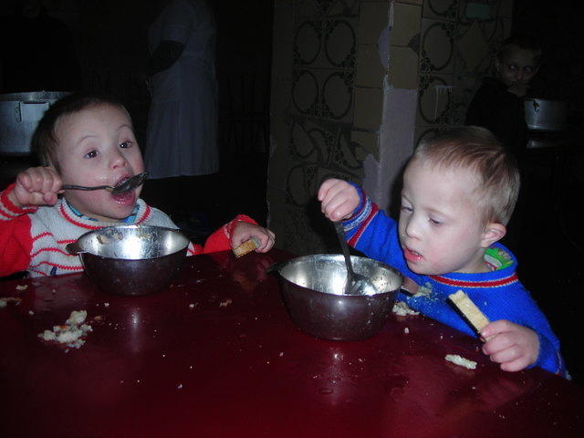 These 2 little fellows are working on their lunch.