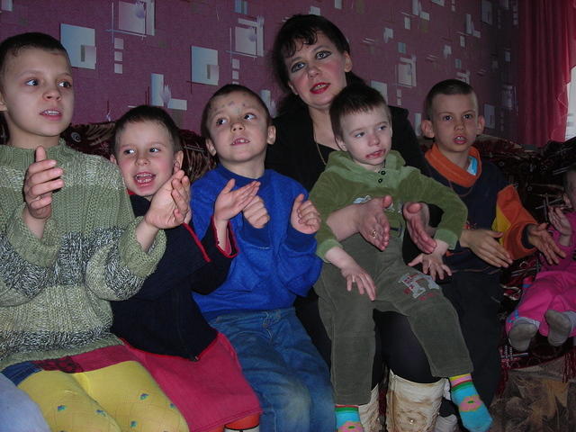 At the Enavikov Shelter the children sing for us...