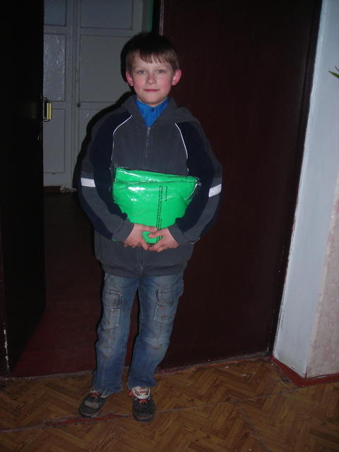 This young man is thankful for his new jacket.