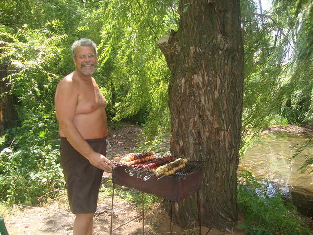 Saturday was a day at the lake again for the translators and helpers.  WOW, the MEAT!!   Rich has now grilled on 2 continents.