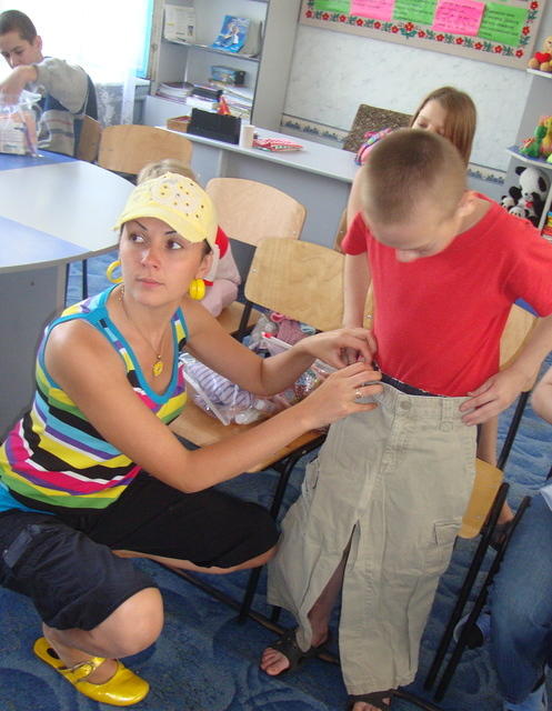 Alyssa sizes up this boy with pants.