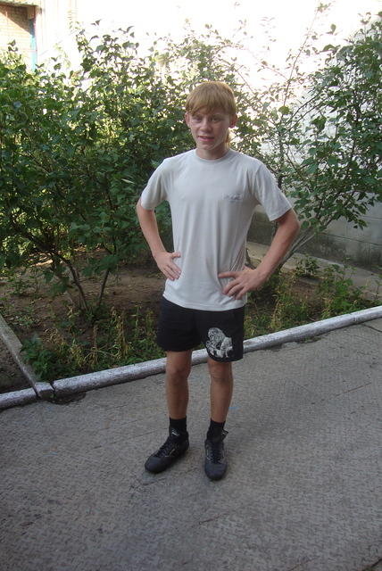 Alex loves his new soccer shoes!