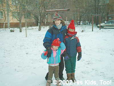 The kids get a chance to play in the snow, as there was plenty of it!