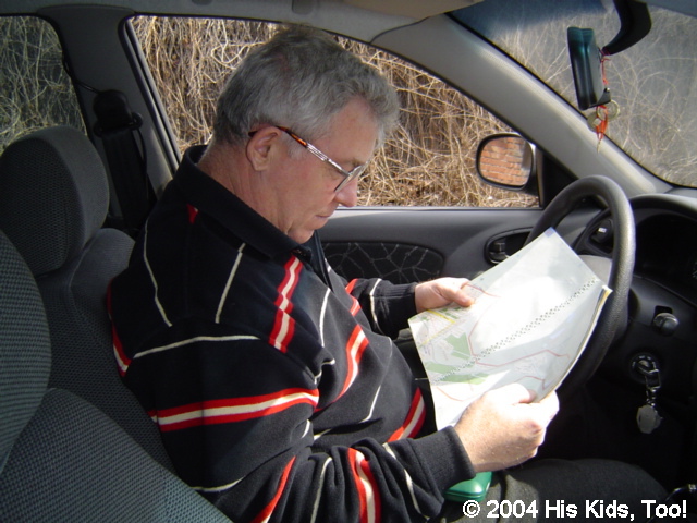Uncle Vanya consults the map to find the next address