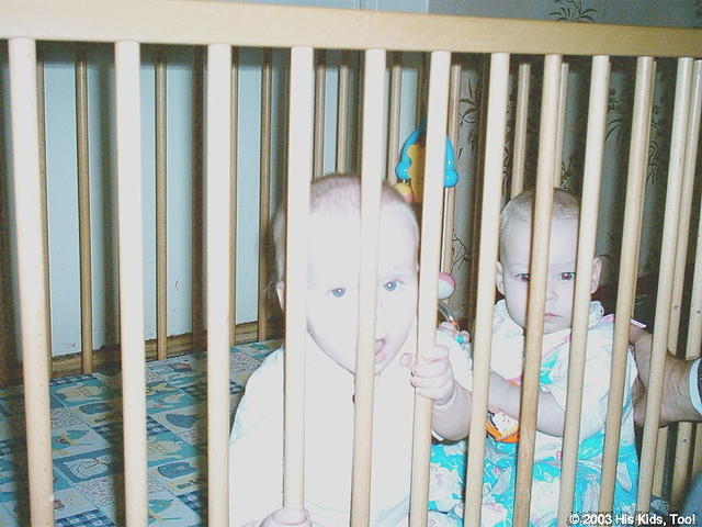 These littles ones enjoy playing with their new toys.