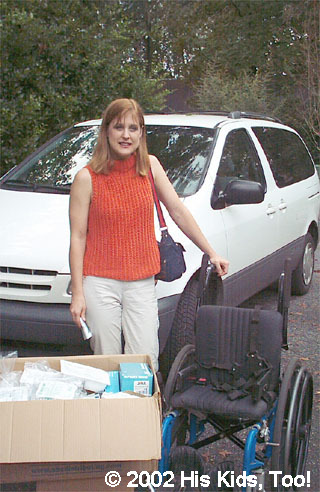 The day before leaving Sandy Rice brought over this wonderful wheelchair and 2 boxes of medical supplies. See next photo for cha