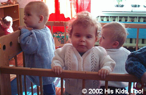 These beautifully knitted sweaters are a gift to His Kids, Too! from Mark and Irene Lawrence of London England.