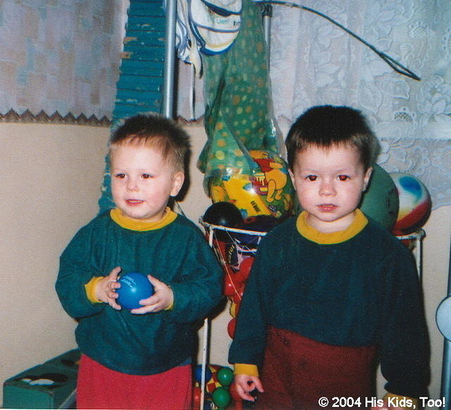 These 2 boys are ready to play ball.