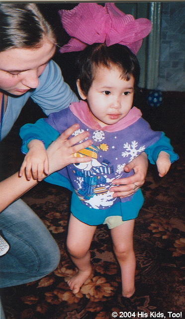 Though she has some difficulty, Margarite is able to walk.