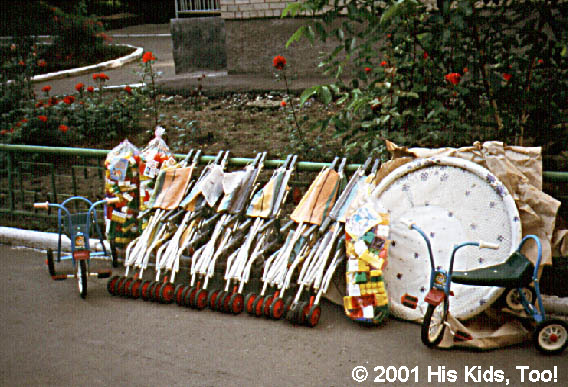 These bicycles, strollers, playpens, and legos were all requested by the Director, and graciously received.