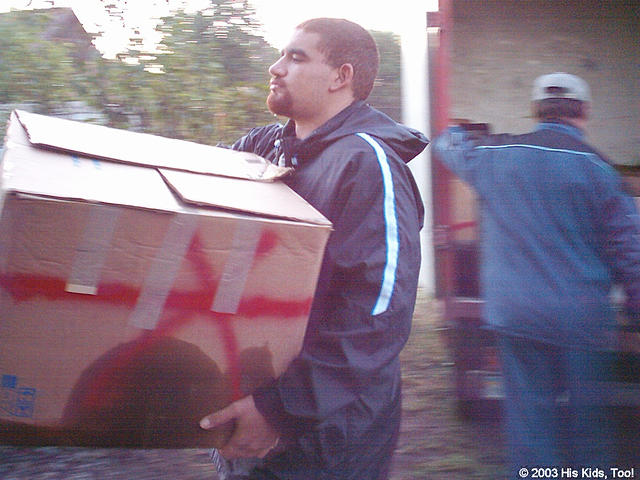 Arriving at 5 a.m., Steven M. is up and ready to help unload the truck.