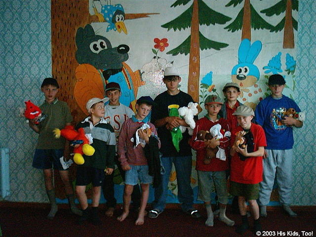 These young men were thrilled with their new sport clothing and sport equipment.