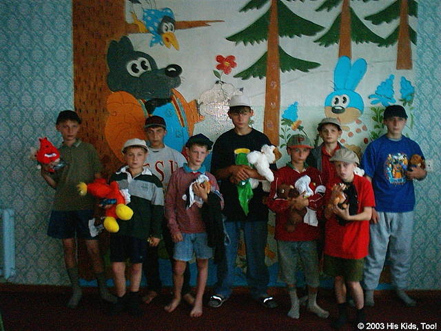 Boys with some of the aid they recieved!